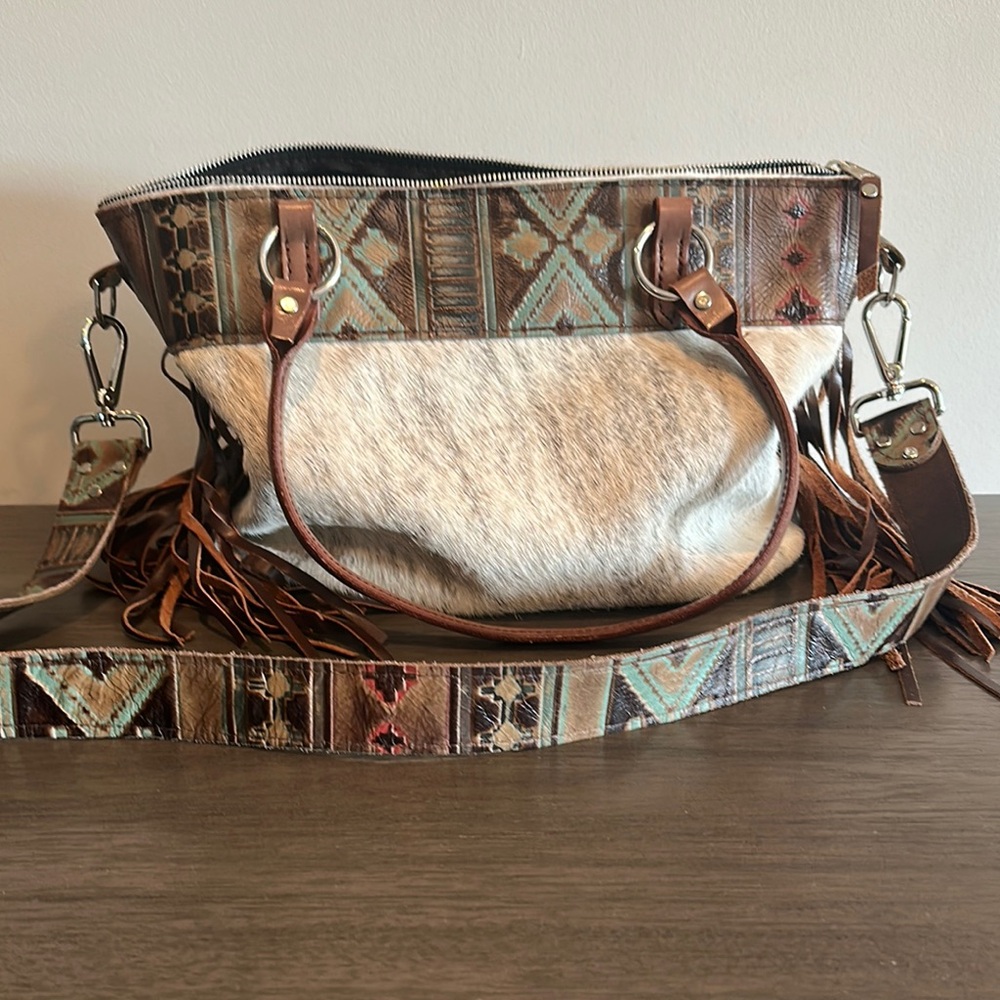 Brown and Cream Patterned Women's Bag